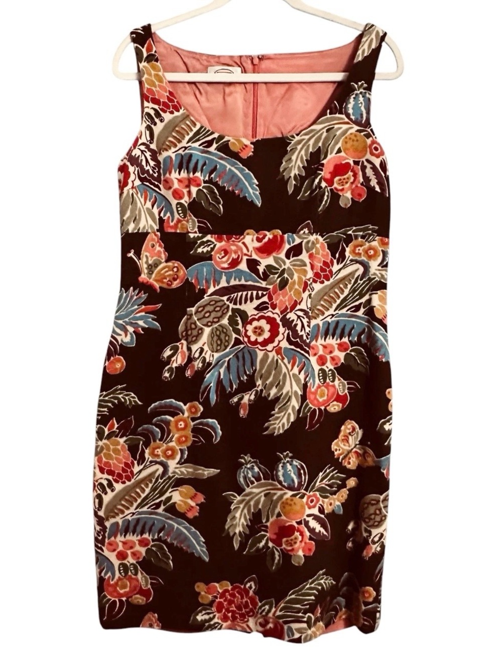 Talbots 10 Vtg Y2K Tropical Floral Sleeveless Scoop Neck Dress Resort Sundress